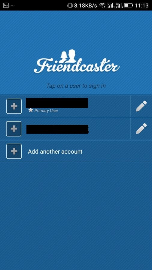 friendcaster another account