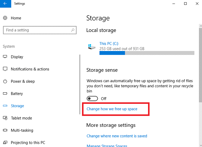 how free up space in windows 10