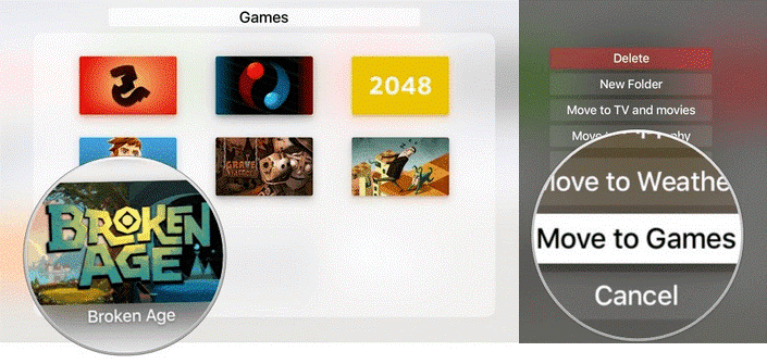 how to organize apps in apple tv