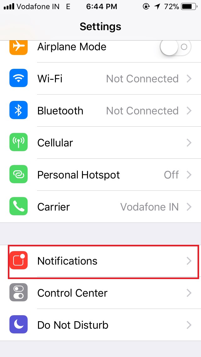 iPhone notification