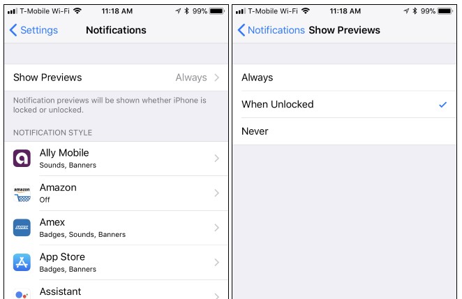 iPhone notifications