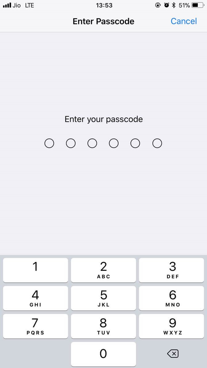 iPhone passcode