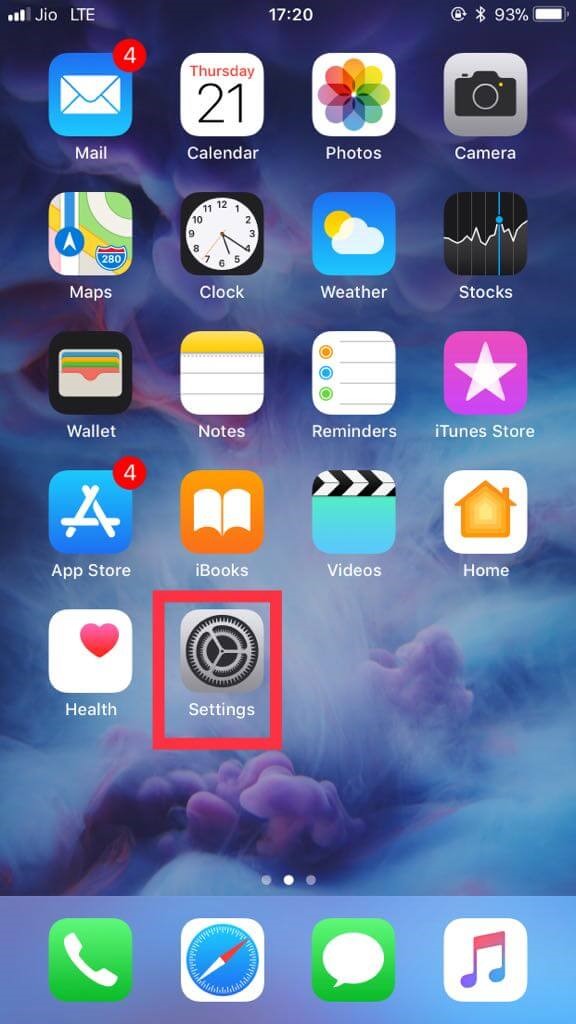 iPhone settings