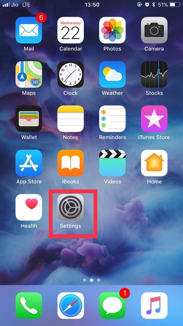 iPhone settings