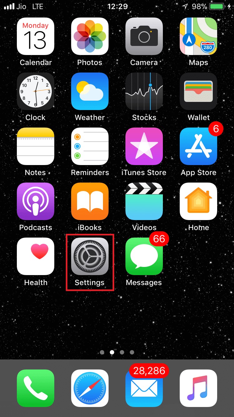 iPhone settings