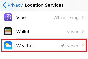 iPhone weather privacy