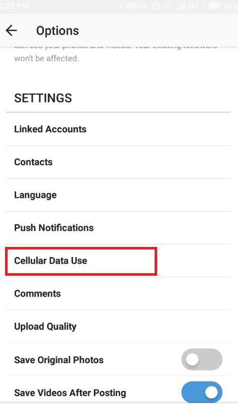 instagram data use