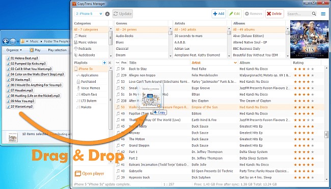 itunes drag and drop