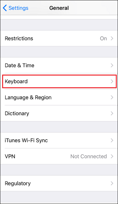 keyboard settings ios 11