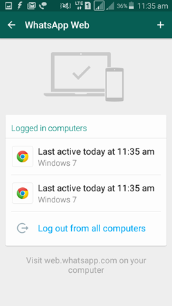 logout whatsapp web using android smartphone