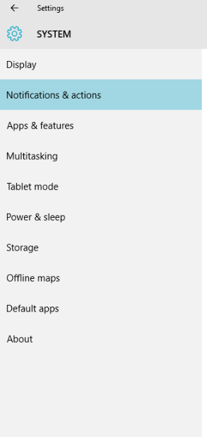 notification and action in windows 10