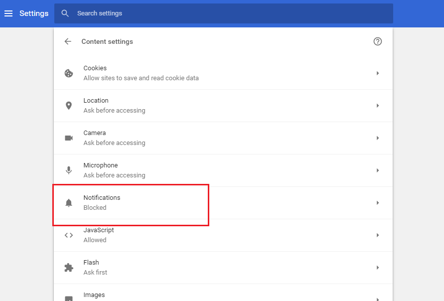 notification in chrome