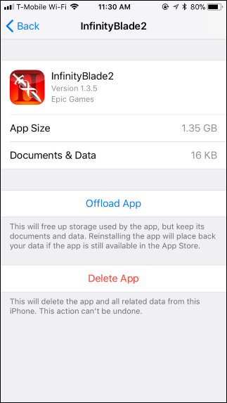 offload app ios 11