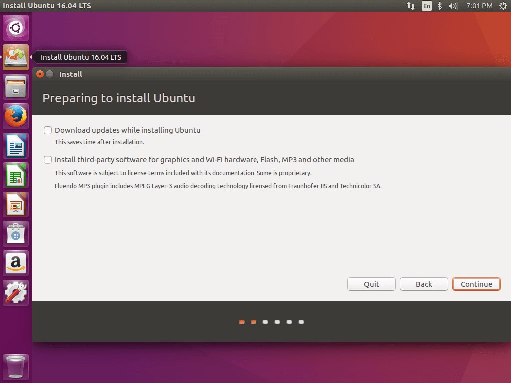 preparing to install ubuntu