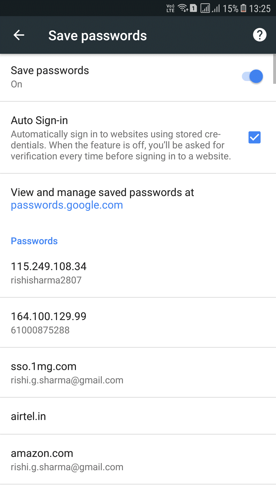 how to find saved passwords on google android