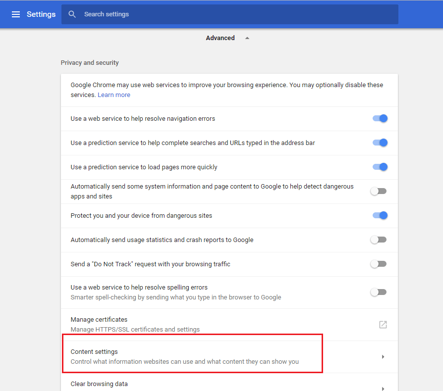 settings advanced