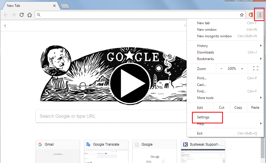 settings in chrome