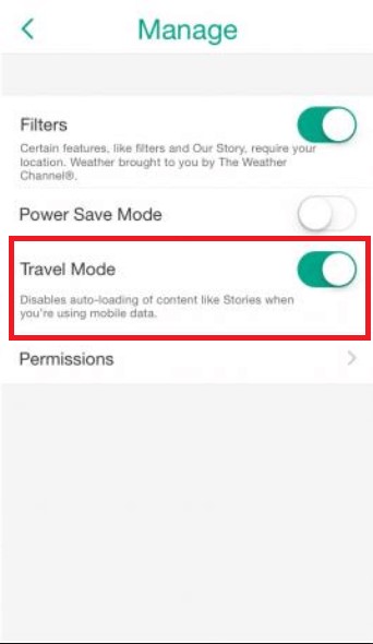 snapchat travel mode