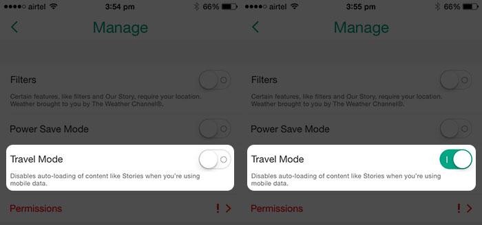 snapchat travel mode