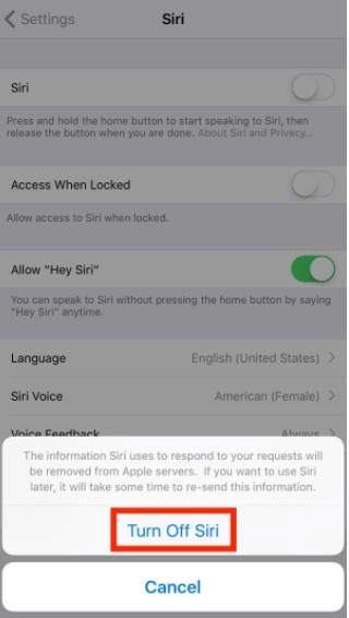 turn off siri iPhone