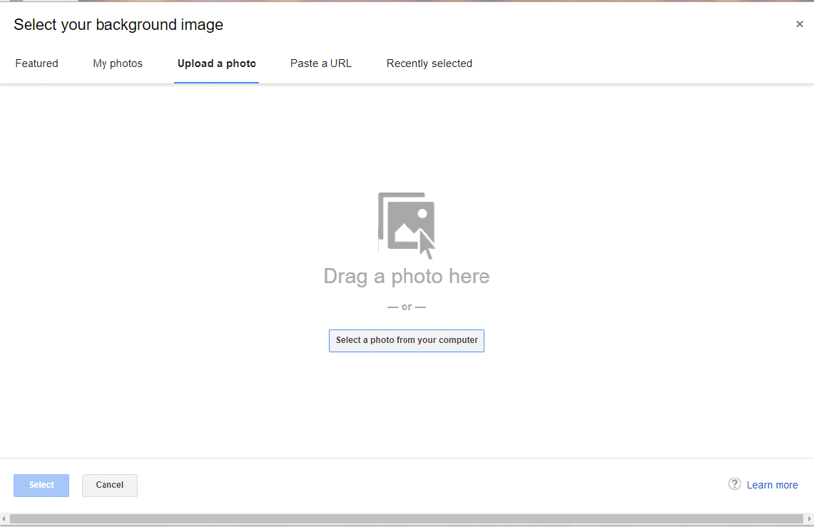upload picture for gmail background