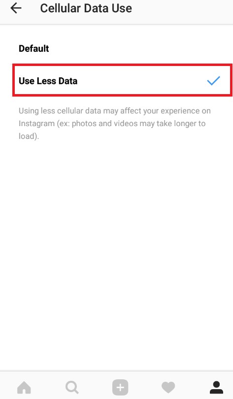 use less data instagram