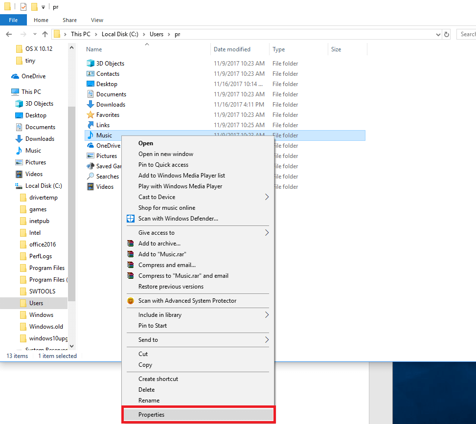 windows 10 folder move