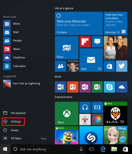 windows 10 settings