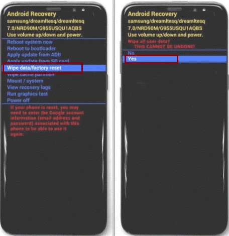 wipe factory data s8